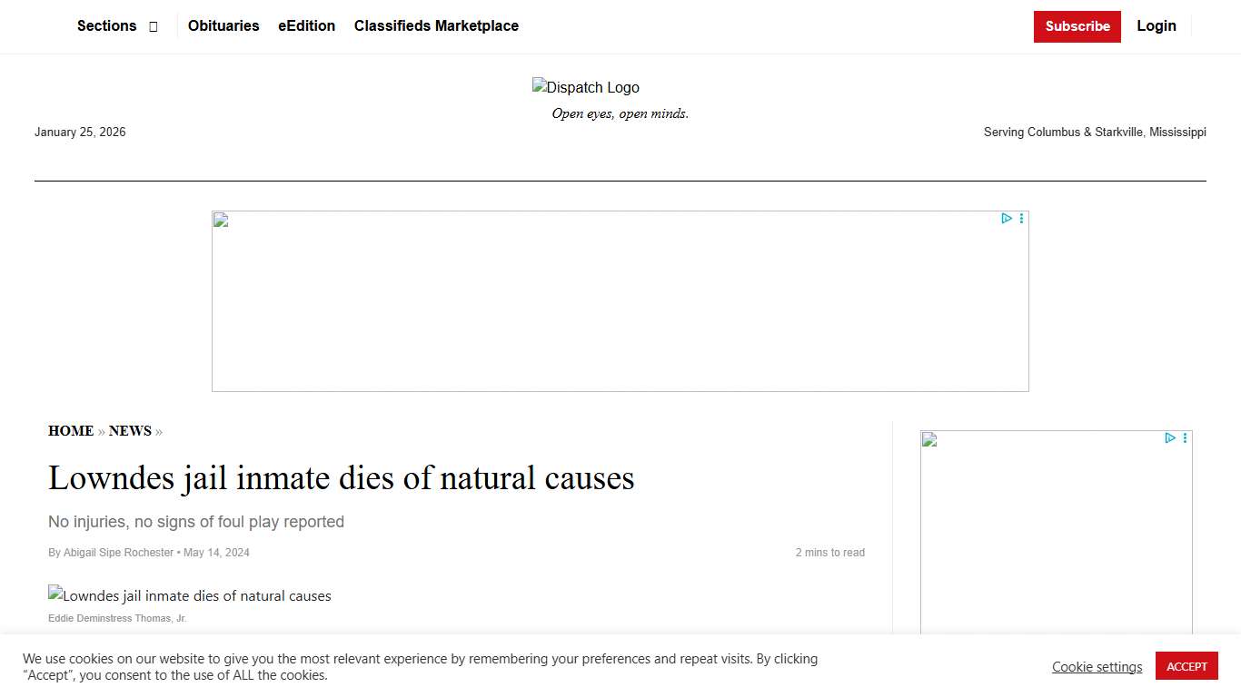 Lowndes jail inmate dies of natural causes - The Dispatch