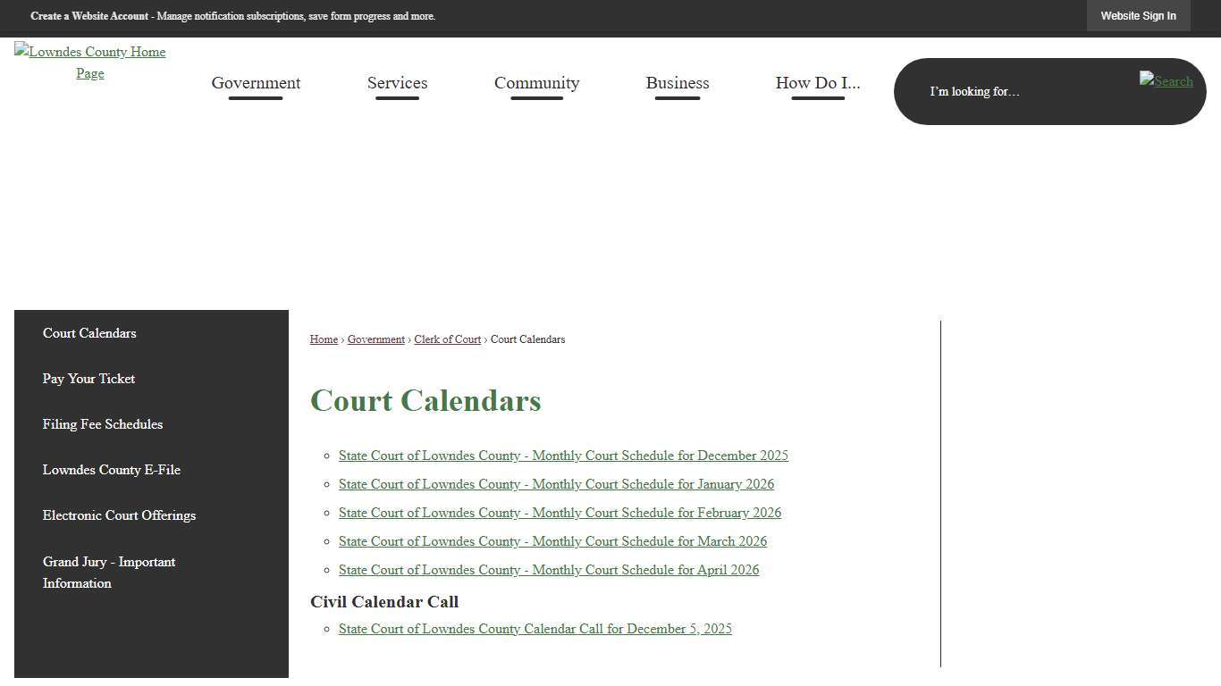 Court Calendars Lowndes County, GA - Official Website